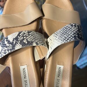 Steve Madden Beige and Snakeskin Women's Sandals